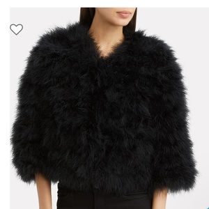 Jocelyn black feather crop coat like new size M/L